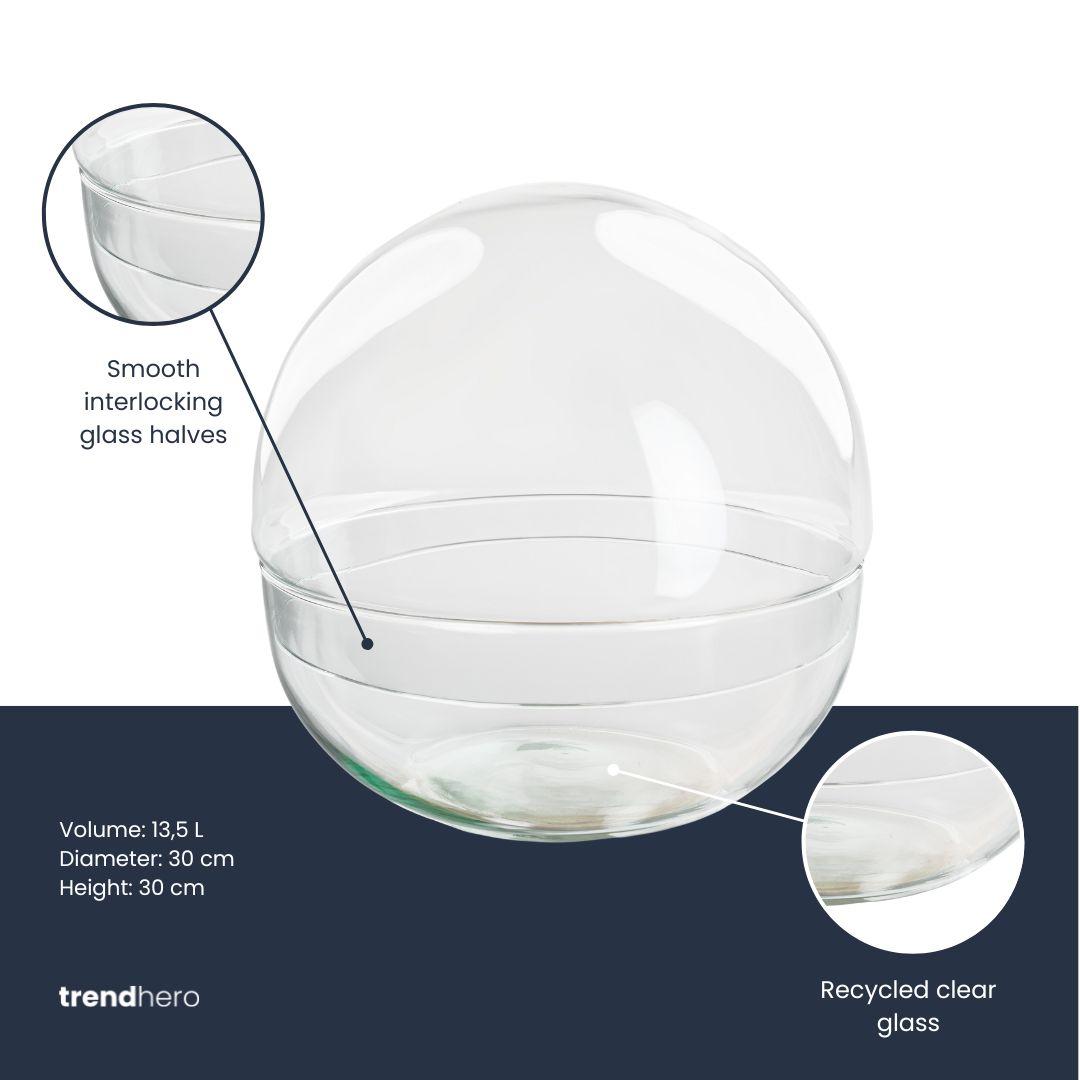 Terrarium fles tweedelig - Dome XL - Ø 28 cm ↑ 28 cm