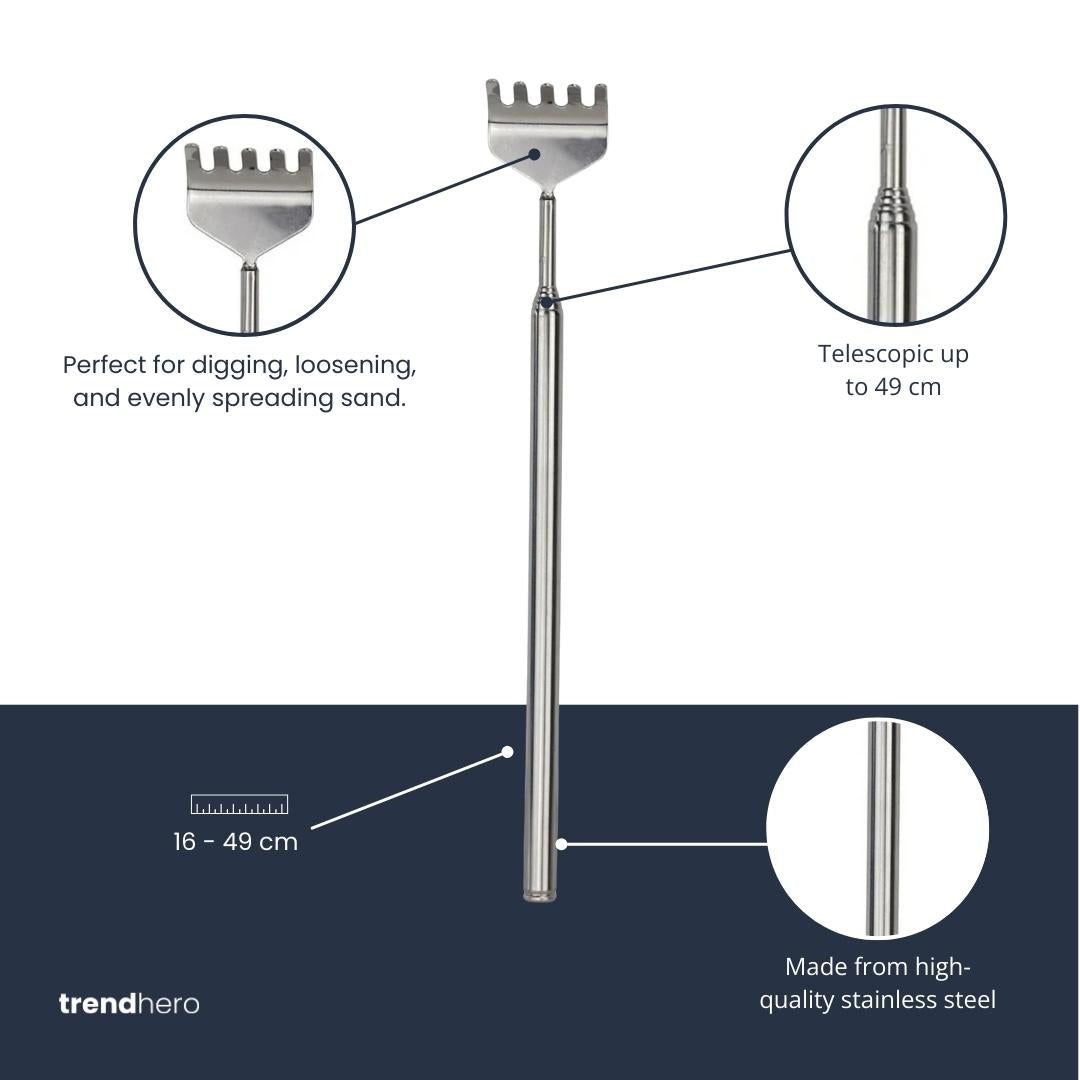 Flaschengarten-Werkzeug – Harke – 16–49 cm – Teleskop – Edelstahl - Terrarium Werkzeug